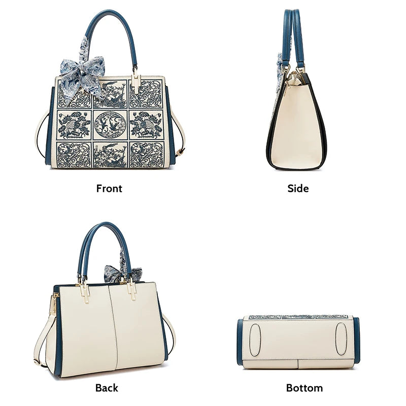 Veliora Silk Accent Leather Tote👜