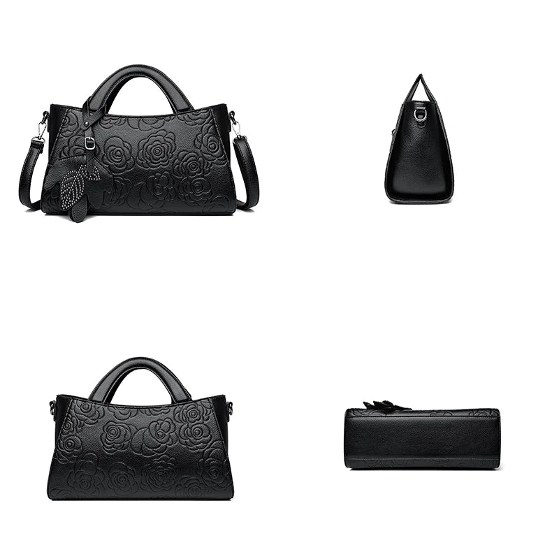 Veliora Camellia Top-Handle Leather Bag 👜