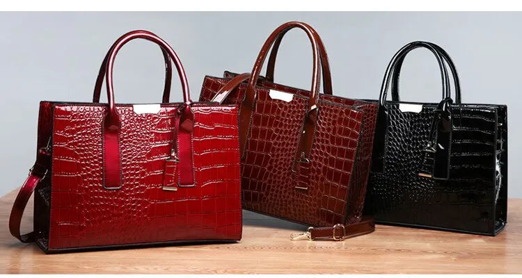 Veliora Croc-Embossed Vintage Tote Bag