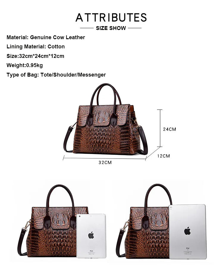 Veliora Crocodile Leather Tote Bag 👜