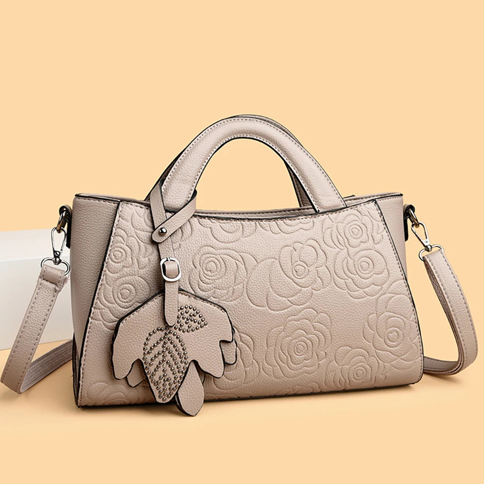 Veliora Camellia Top-Handle Leather Bag 👜