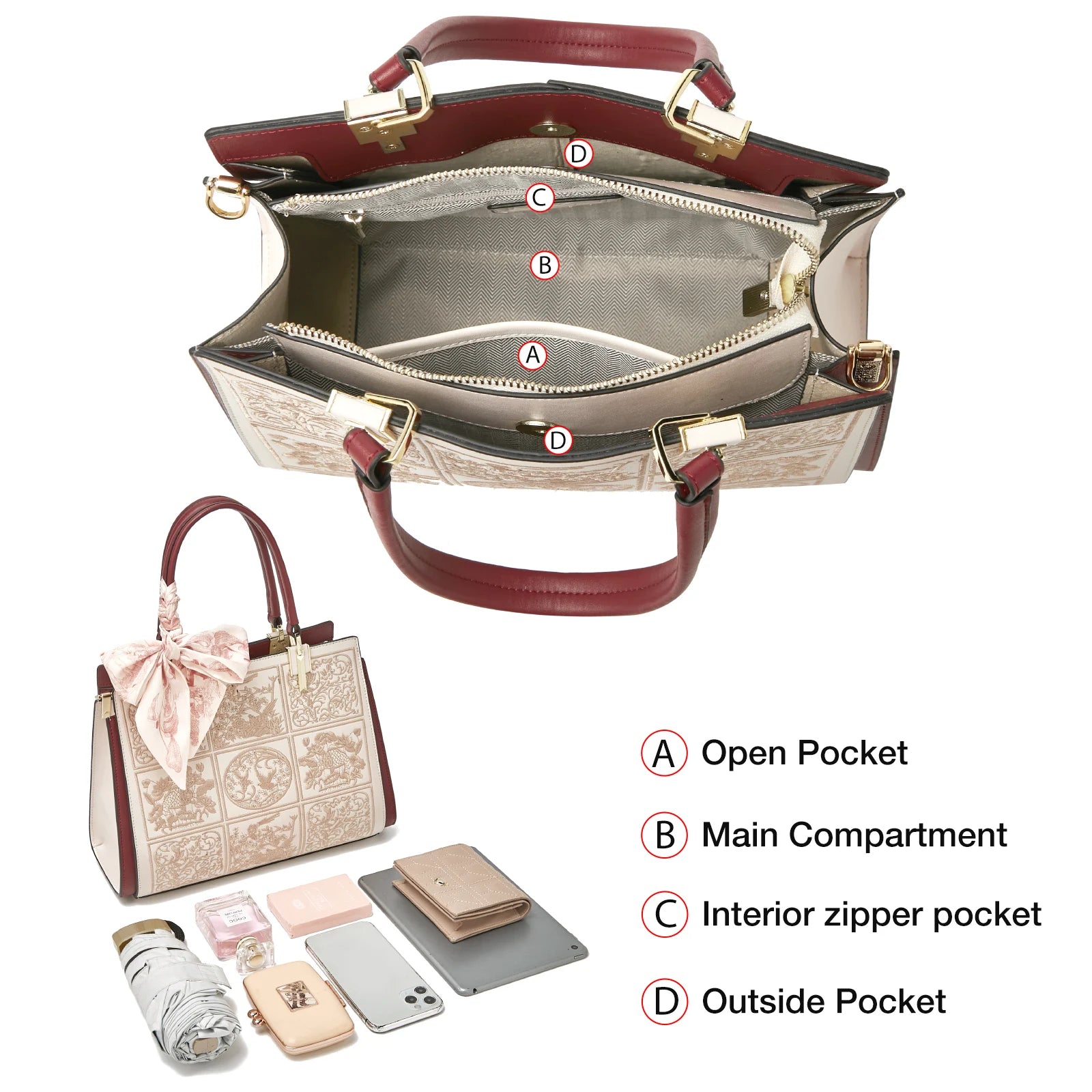 Veliora Silk Accent Leather Tote👜