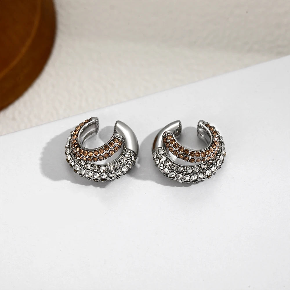 Veliora Two-Tone Zircon C-Clip Earrings ✨