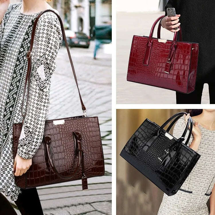 Veliora Croc-Embossed Vintage Tote Bag