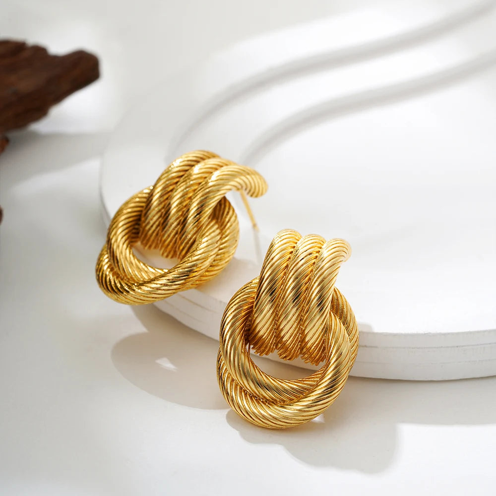 Veliora Twisted Knot Stud Earrings