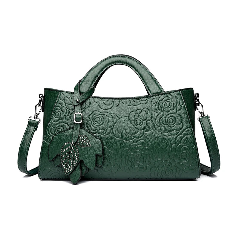 Veliora Camellia Top-Handle Leather Bag 👜