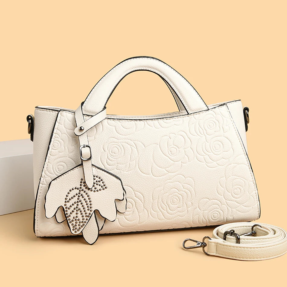Veliora Camellia Top-Handle Leather Bag 👜