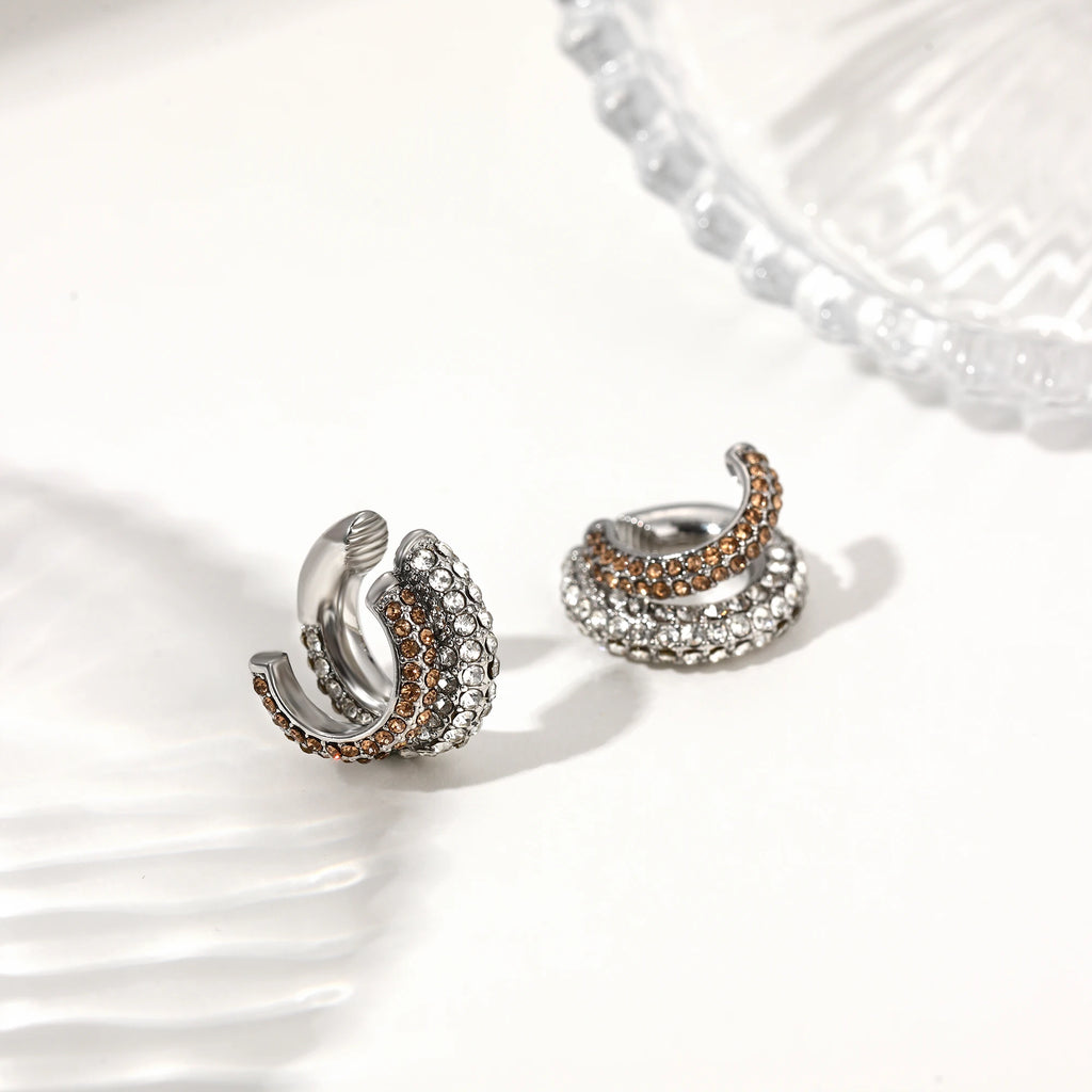 Veliora Two-Tone Zircon C-Clip Earrings ✨