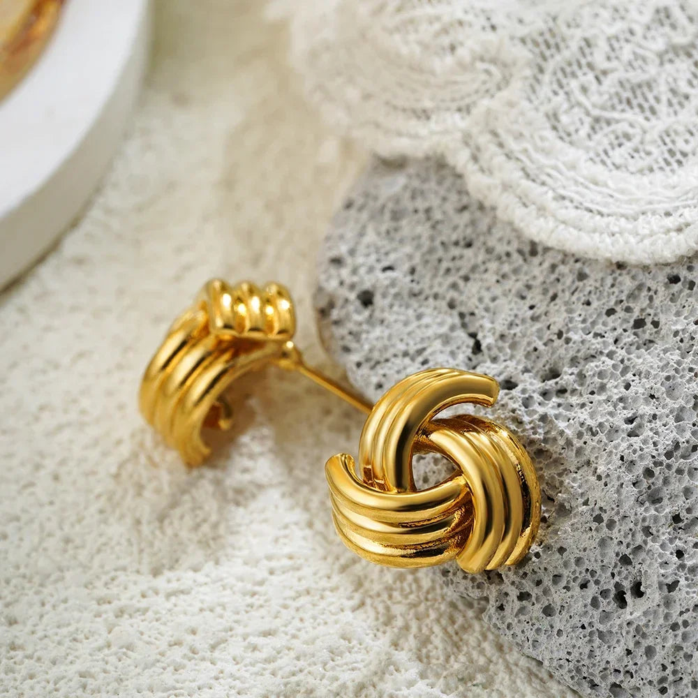 Veliora Twisted Knot Stud Earrings