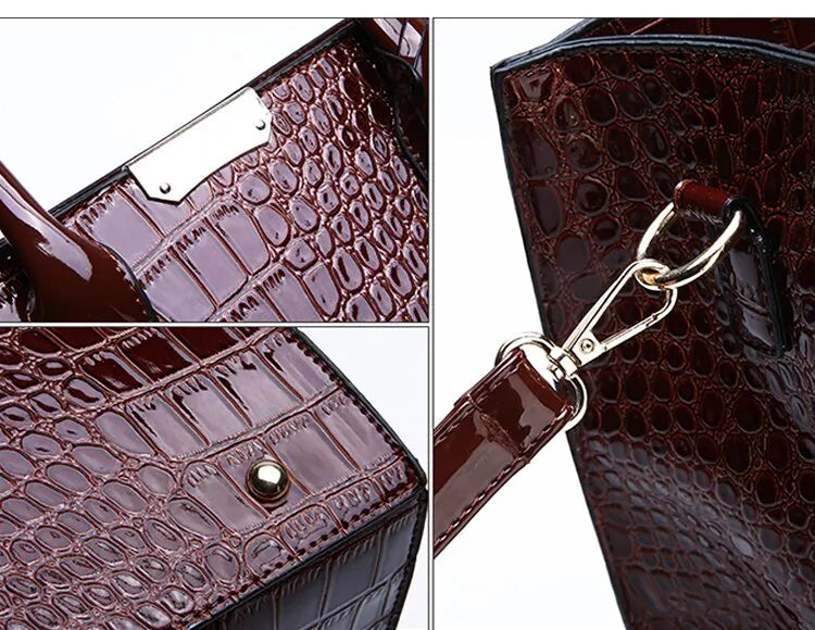 Veliora Croc-Embossed Vintage Tote Bag