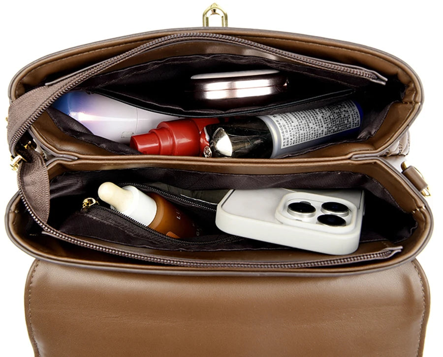 Veliora Layered Soft Leather Messenger Bag