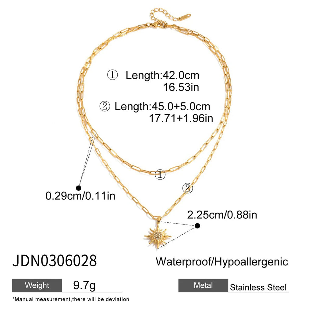 Veliora Layered Sun Pendant Necklace ✨