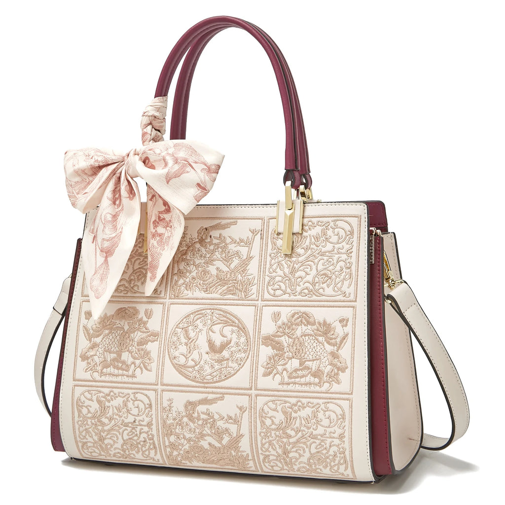 Veliora Silk Accent Leather Tote👜