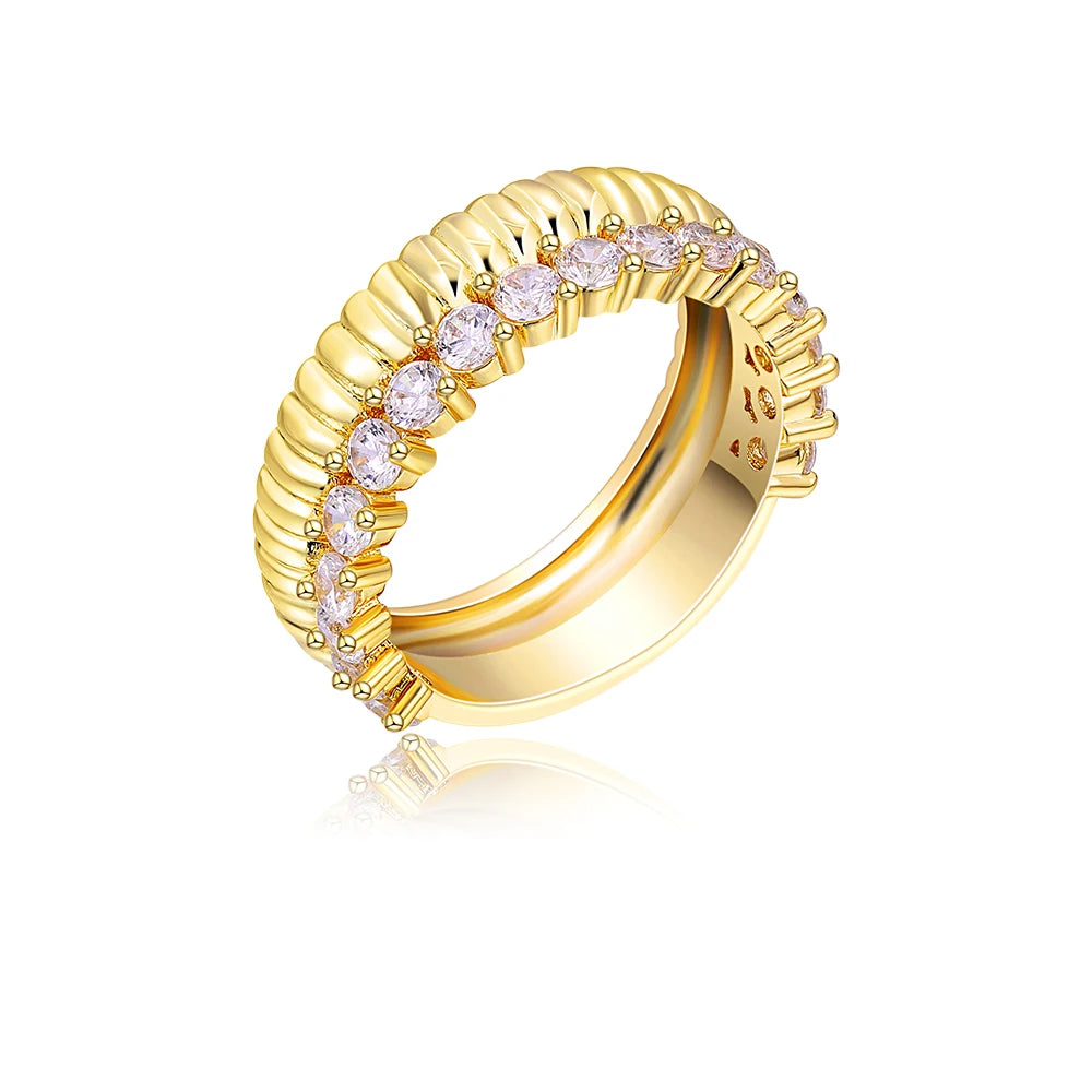 Veliora Double Layer Textured Zircon Ring ✨