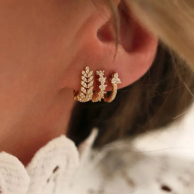 Veliora Crystal Wheat Hoop Earrings