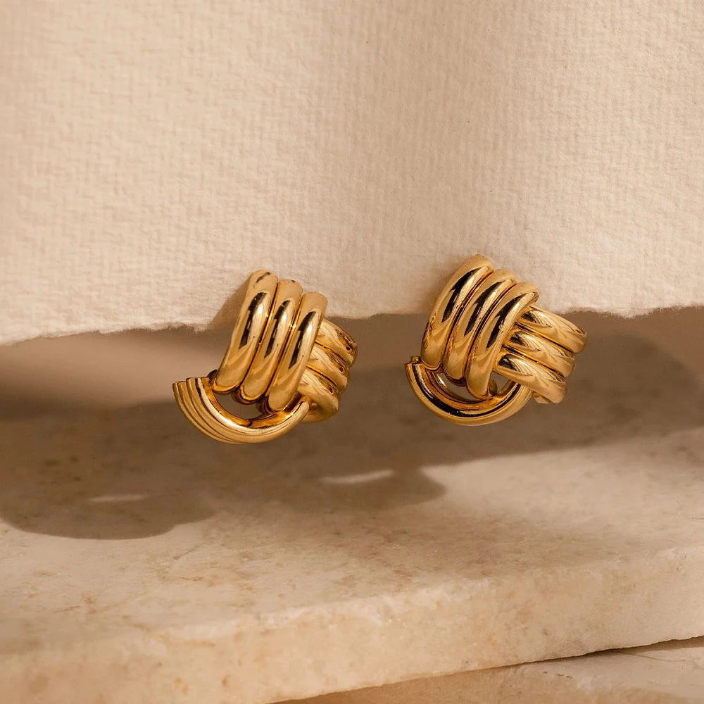 Veliora Twisted Knot Stud Earrings