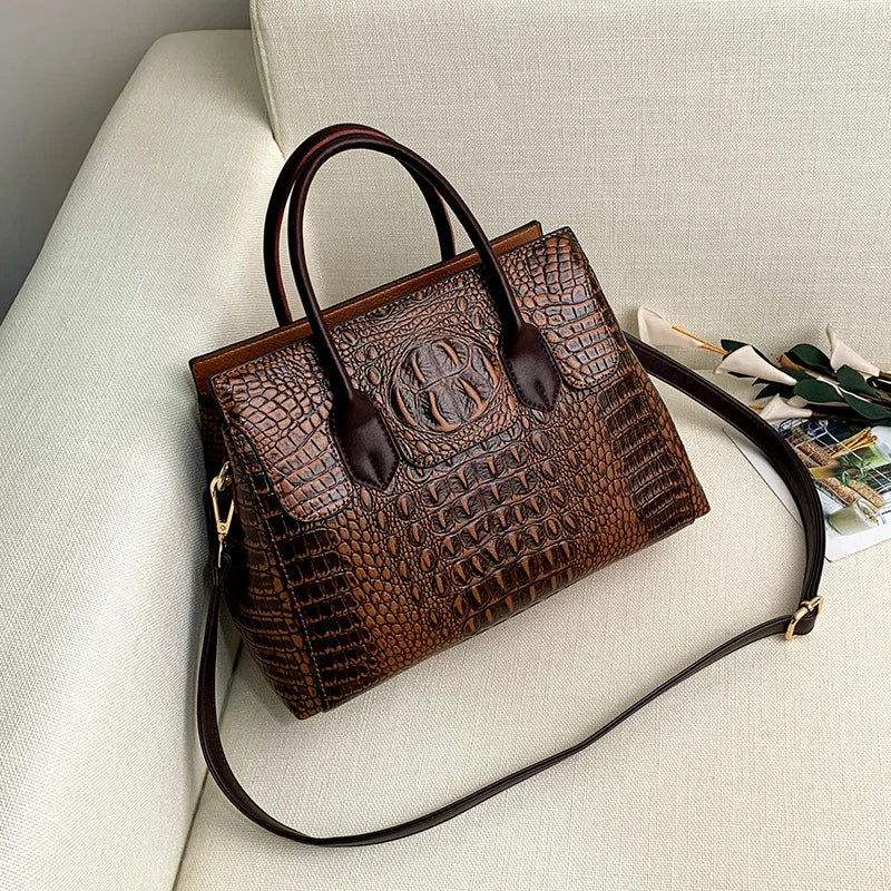 Veliora Crocodile Leather Tote Bag 👜
