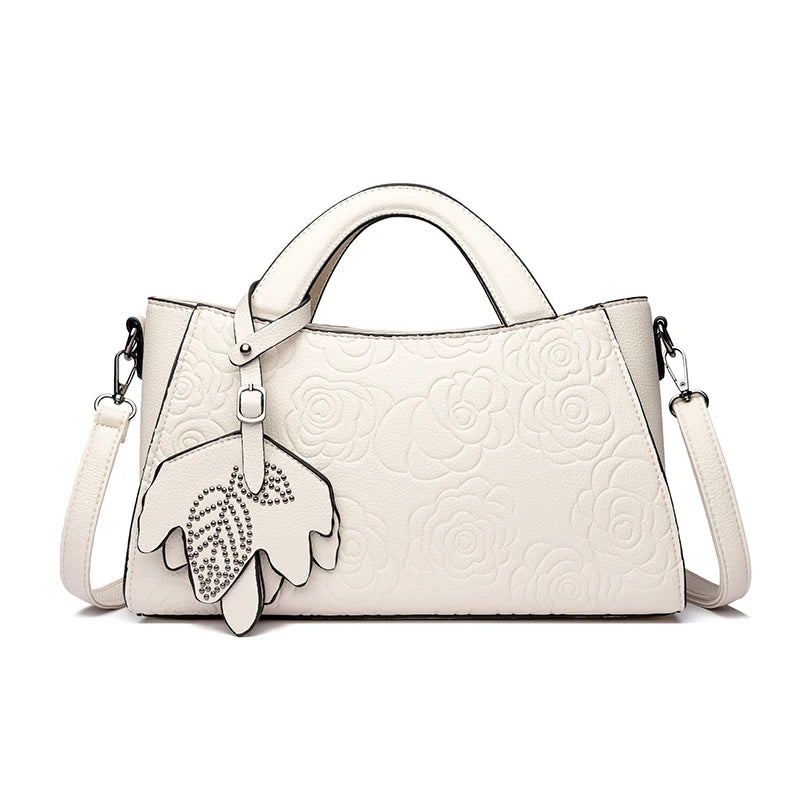 Veliora Camellia Top-Handle Leather Bag 👜