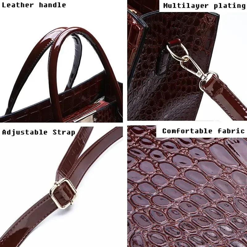 Veliora Croc-Embossed Vintage Tote Bag