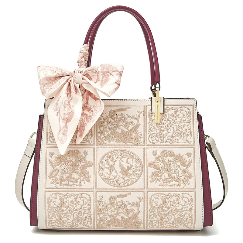 Veliora Silk Accent Leather Tote👜
