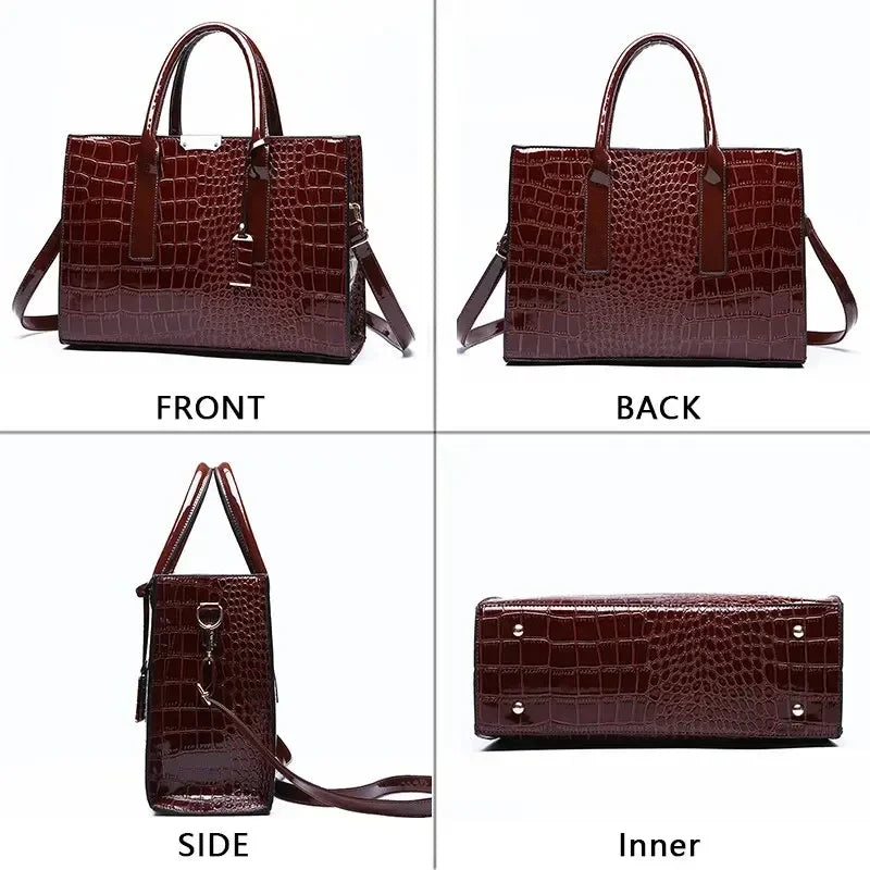 Veliora Croc-Embossed Vintage Tote Bag